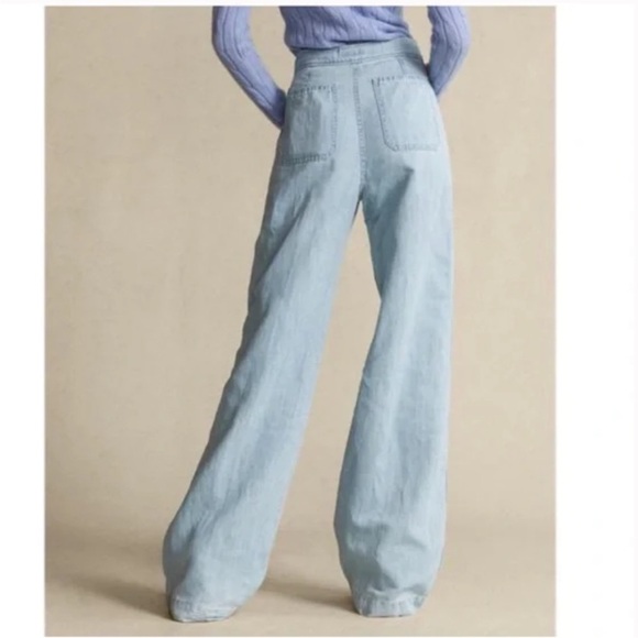 Polo Ralph Lauren Ultra High Rise Linen Blend Wide Leg Jeans - Picture 3 of 5